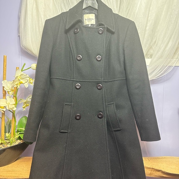 le chateau Jackets & Blazers - Vintage Le Chateau Women's Elegant Black Pea Coat Wool